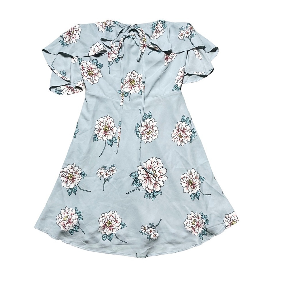 J. O. A. Light Blue Floral Off the Shoulder Mini Dress XS
